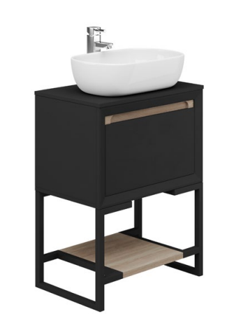 Chelsea 600mm Floor Unit Black/Sonoma Oak (excluding Basin) | CHL60F1DRW