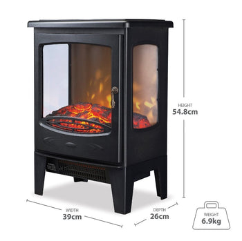 De Vielle Classic 3D Electric Stove Black 1800W | DEF012679