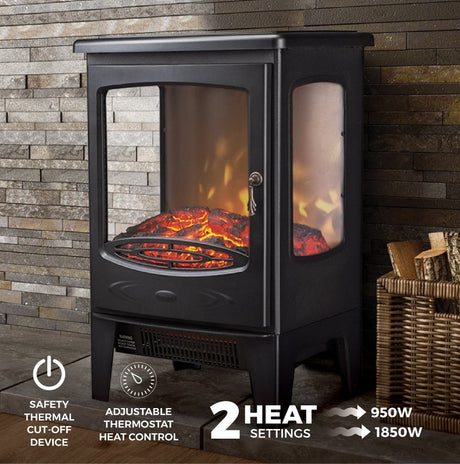 De Vielle Classic 3D Electric Stove Black 1800W | DEF012679