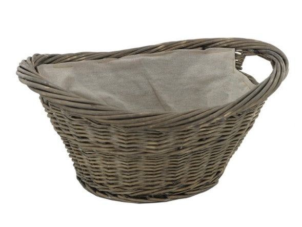 De Vielle Natural Wicker Oval Basket with Canvas Liner | DEFII100