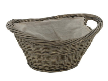 De Vielle Natural Wicker Oval Basket with Canvas Liner | DEFII100
