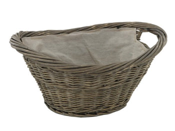DeVielle Natural Wicker Oval Basket with Canvas Liner | DEFII100
