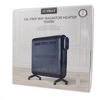 De Vielle LED & WIFI Oil Free Radiator Heater 1500W Black | DEV011248