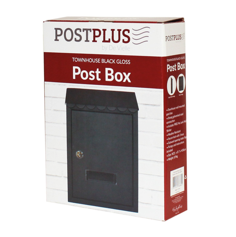 PostPlus Townhouse Postbox – Gloss Black | DEV766845