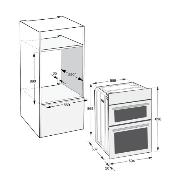 Indesit Built-In Electric Double Oven - Stainless Steel | DII10DIX