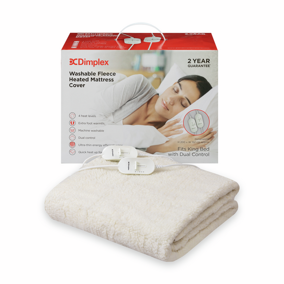 Dimplex King Washable Fleece Heated Mattress Cover with Dual Control | DMC3003