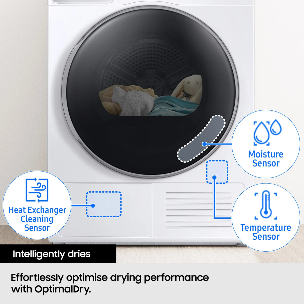 Samsung Series5 AI Energy 9kg Heat Pump Tumble Dryer - White | DV90DG52A0AEEU