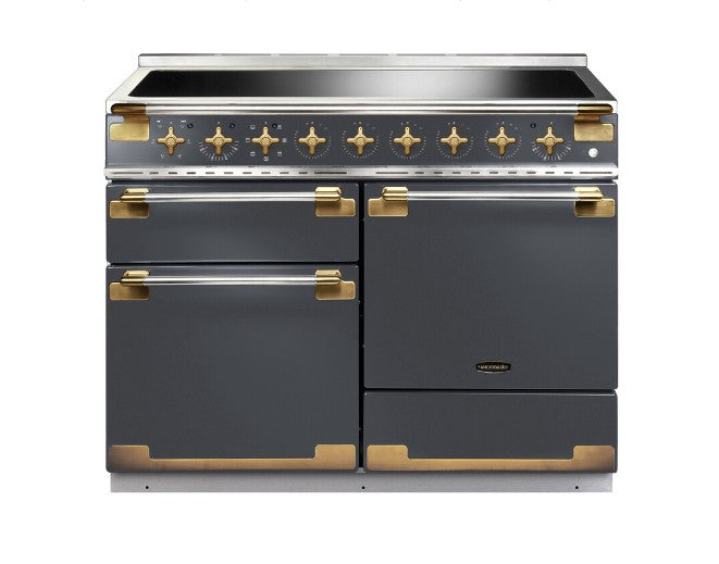 Rangemaster Elise 110cm Induction Range Cooker - Slate with Antique Brass Trim | ELS110EISL/AB