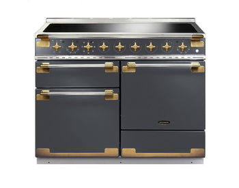 Rangemaster Elise 110cm Induction Range Cooker - Slate with Antique Brass Trim | ELS110EISL/AB