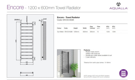 Encore Towel Radiator - Gun Metal