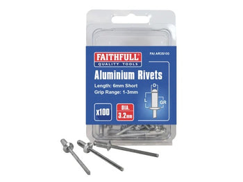 Faithfull Aluminium Rivets 3.2 x 6mm Short 100pk | FAIAR3S100