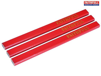 Faithfull Carpenter's Pencils Red / Medium (Pack of 3) | FAICPR