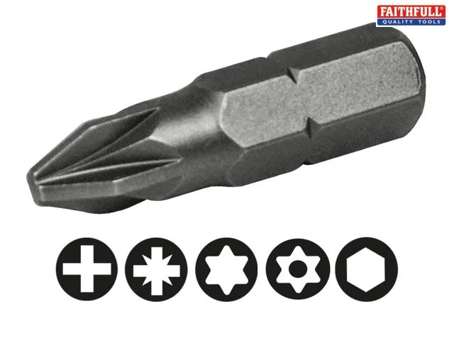 Faithfull Pozi S2 Grade Steel Screwdriver Bits PZ1 x 25mm (Pack of 3) | FAISBPZ125