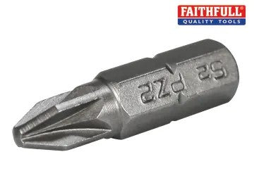 Faithfull Pozi S2 Grade Steel Screwdriver Bits PZ2 x 25mm (Pack of 3) | FAISBPZ225