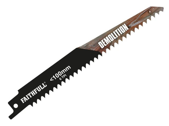 Faithfull S1111DF Bi-Metal Sabre Saw Blade Demolition 228mm 6TPI 5pk | FAISBS1111DF