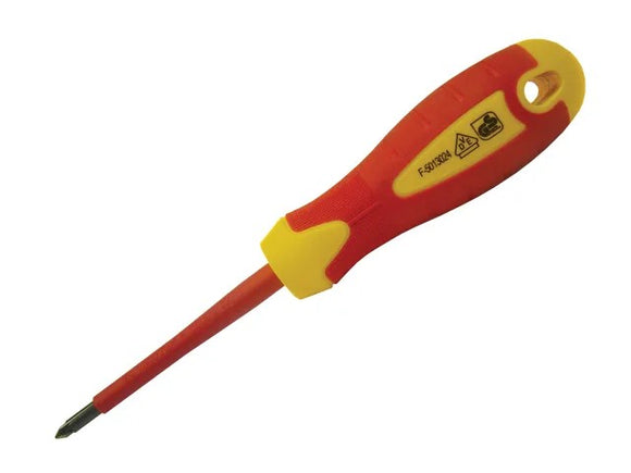 Faithfull Soft Grip VDE Screwdriver Pozidriv Tip PZ1 x 80mm | FAISDVDEPZ1