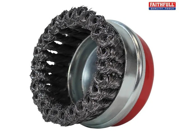 Faithfull Wire Cup Brush Twist Knot 100mm M14x2 x 0.50mm Steel Wire | FAIWBT100
