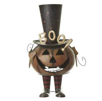 Bouncing Metal Pumpkin With Top Hat..Boo | FAZ003