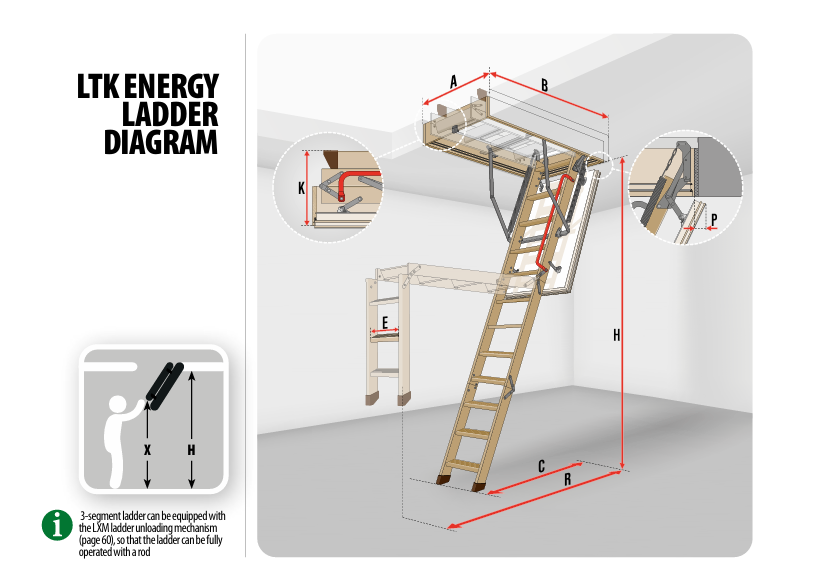 Fakro LTK Energy 1200 x 60 Attic Ladder | FT864701