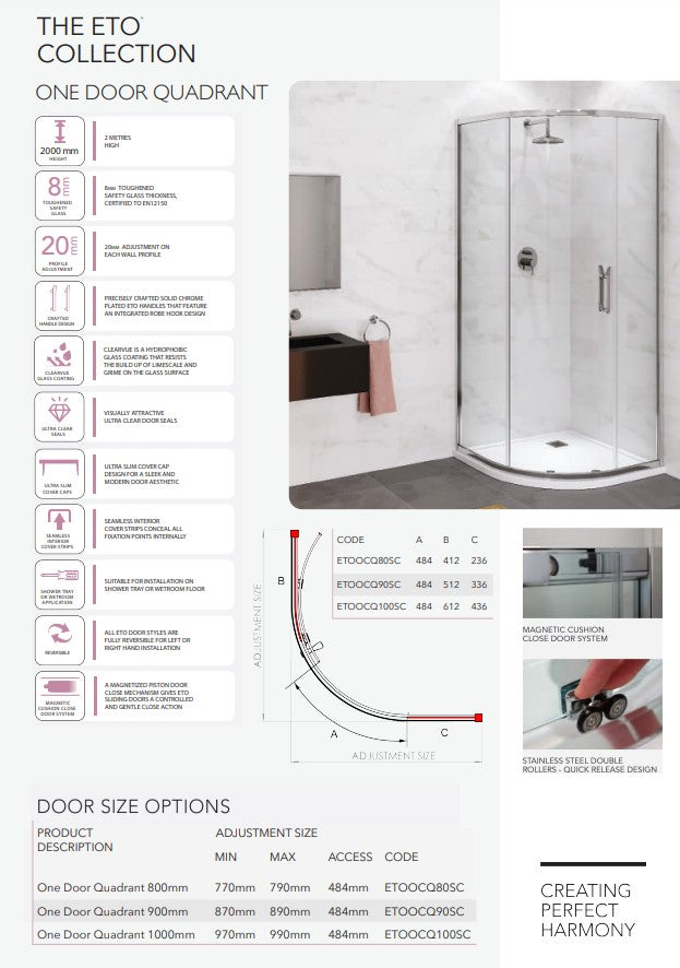 Flair Eto One Door Sliding Quadrant