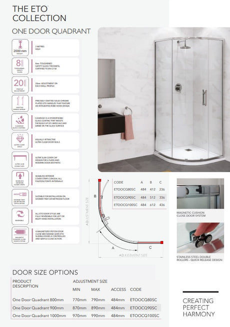 Flair Eto One Door Sliding Quadrant