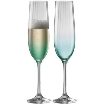 Erne Champagne Flute Glass Pair Aqua | G323012