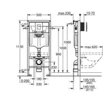 Grohe Rapid SL 3-in-1  1.13m Frame with Chrome Flush Plate | G3877220A