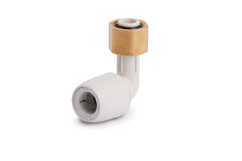 Wavin Hep2O Bent Tap Connector 90° With Brass Nut 1/2" x 15mm White | HD27/15W