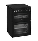 Hotpoint 60cm Freestanding Electric Double Cooker with Air Fry - Black | HDE6VDCASB1