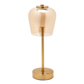 Hestia USB Touch Table Lamp Glass Shade - Brass | HE2267