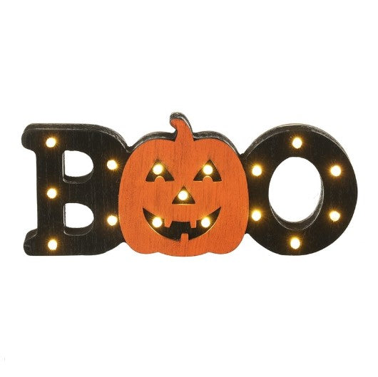 Black Wooden Boo LED Sign | HHH315