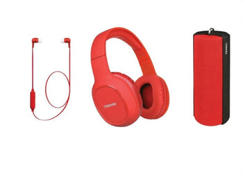 Toshiba Bluetooth Headphones And Speaker Pack Red | HSP-3P19R