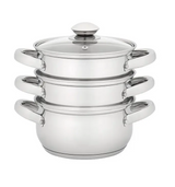 Judge Essentials 16cm 3 Tier Glass Lid Steamer Set | HX01