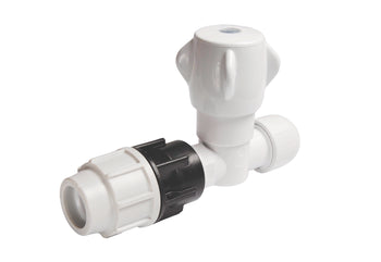 Wavin Hep2O Stopcock Cold Water 22mm x 25mm White | HX43/22W