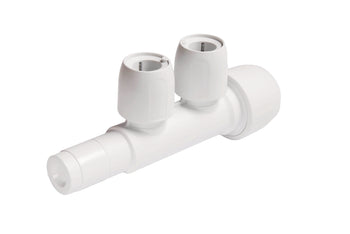 Wavin Hep2O 2 Port Manifold All Socket 22mm x 15mm White | HX88/22W
