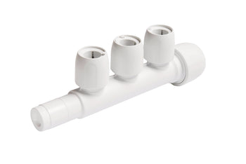 Wavin Hep2O 3 Port Manifold Closed Spigot 22mm x 15mm White | HX89/22W