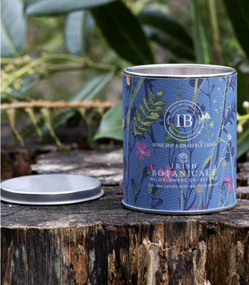 Irish Botanicals Wildflowers Rosehip & Bramble Leaf Tin Candle | IBW-RBL-TIN