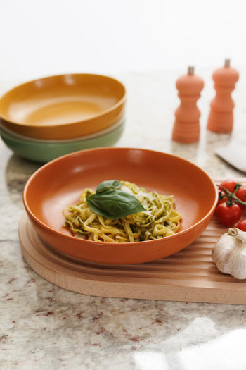 KitchenCraft Idilica Stoneware Pasta Bowls, Set of 4, 21cm | IDBOWLPK4