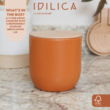 KitchenCraft Idilica Kitchen Canister with Beechwood Lid, 12 x 12cm, Terracotta │IDCANMEDORG
