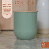 KitchenCraft Idilica Kitchen Canister with Beechwood Lid, 9 x 10cm, Green │IDCANSMLGRN