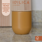 KitchenCraft Idilica Kitchen Canister with Beechwood Lid, 9 x 10cm, Yellow │IDCANSMLYEL