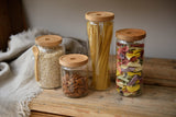 KitchenCraft Idilica Glass Storage Jar with Beechwood Lid, 500ml | IDGLSSTORSML