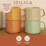 KitchenCraft Idilica Stacking Stoneware Mugs, Set of 4, 400ml | IDMUGPK4