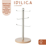 KitchenCraft Idilica Metal Mug Tree with Beechwood Base │IDMUGTREE