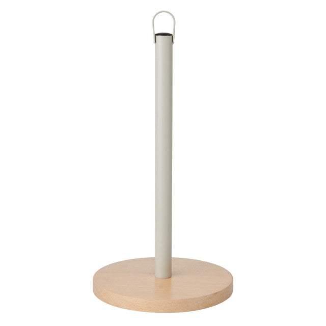 KitchenCraft Idilica Metal Kitchen Roll Holder with Beechwood Base │IDTOWEL