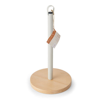 KitchenCraft Idilica Metal Kitchen Roll Holder with Beechwood Base │IDTOWEL