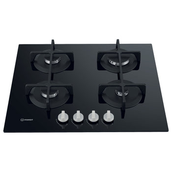 Indesit 60cm Gas on Glass Hob - Cast Iron Supports | ING61TBKUK