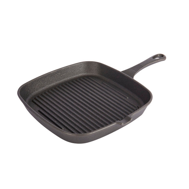KitchenCraft Cast Iron Square Grill Pan, 23cm | KCCISQ
