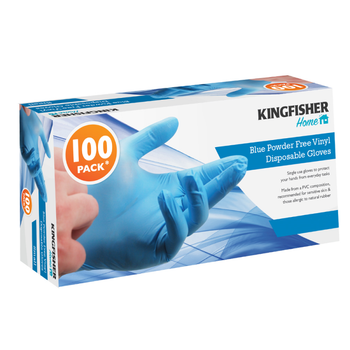 KingFisher-Blue Powder Free Vinyl-Disposable Gloves- 100 gloves per pack