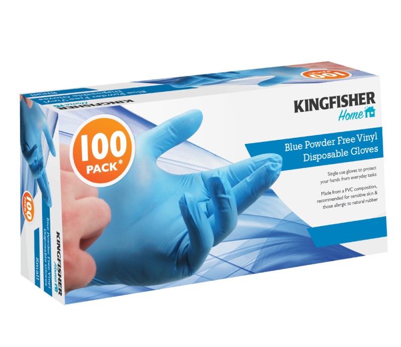 Kingfisher 100 Pack Blue Powder Free Vinyl Gloves - Large | KGVB3